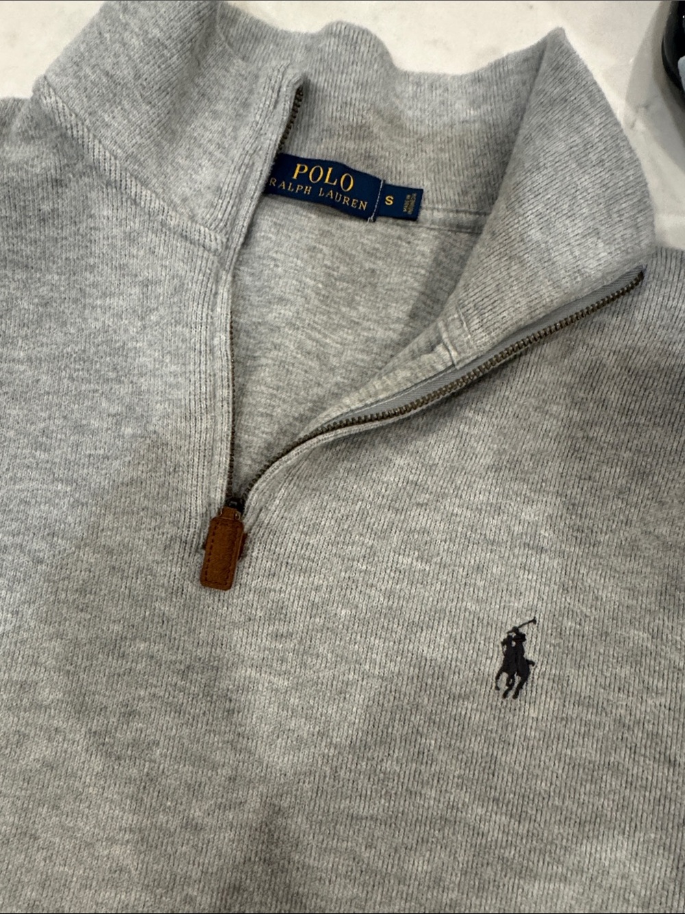 Polo by Ralph Lauren Men’s Light Gray Quarter-Zip Sweater